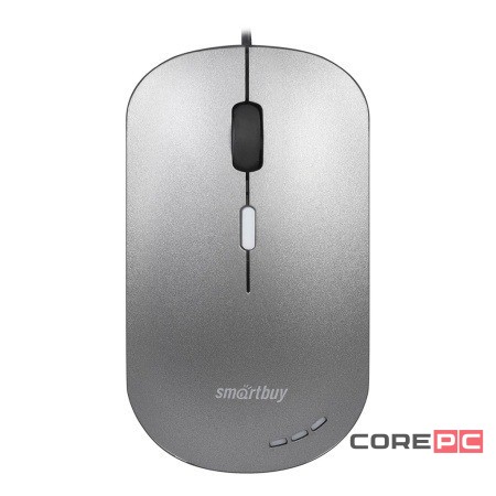 Мышь проводная беззвучная с подсветкой Smartbuy 288-G серый металлик (SBM-288-G)