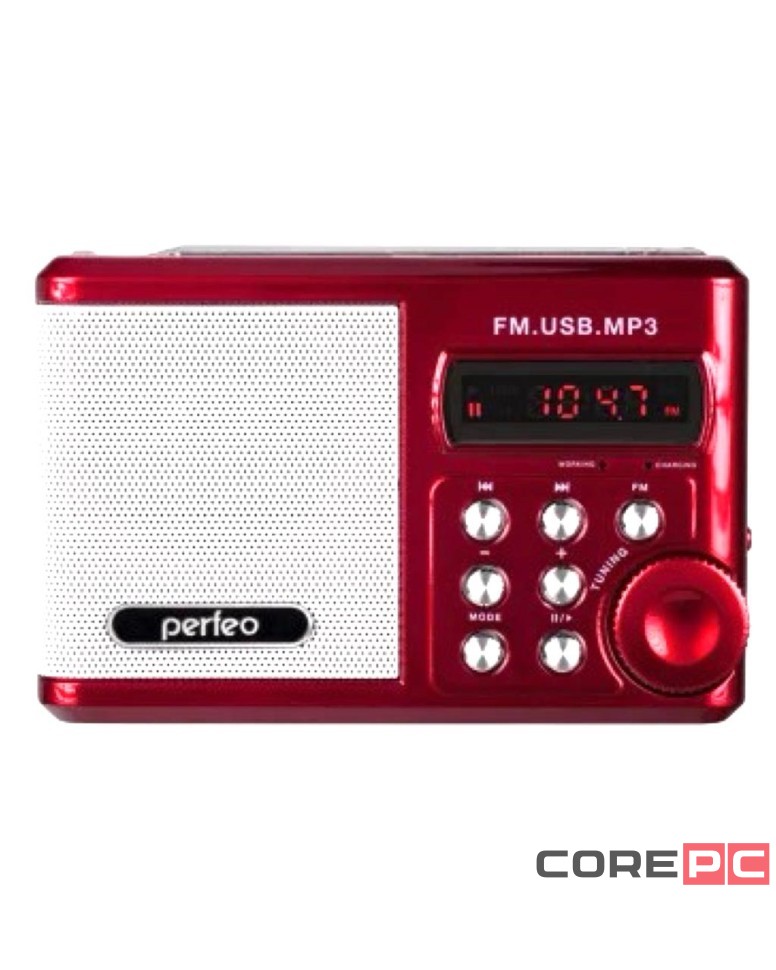 Perfeo мини-аудио Sound Ranger, УКВ+FM, MP3 (USB/microSD), AUX, BL-5C 1000mAh, красный (PF-SV922RED)