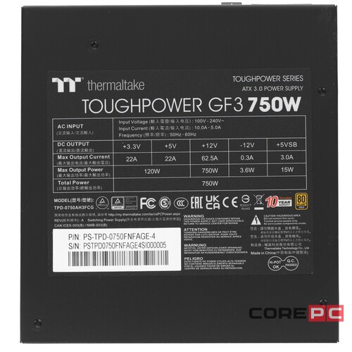 Блок питания Thermaltake 750W TOUGHPOWER GF3 PS-TPD-0750FNFAGE-4 16 Pin (PCIe 5.0 Connector Cable Details)