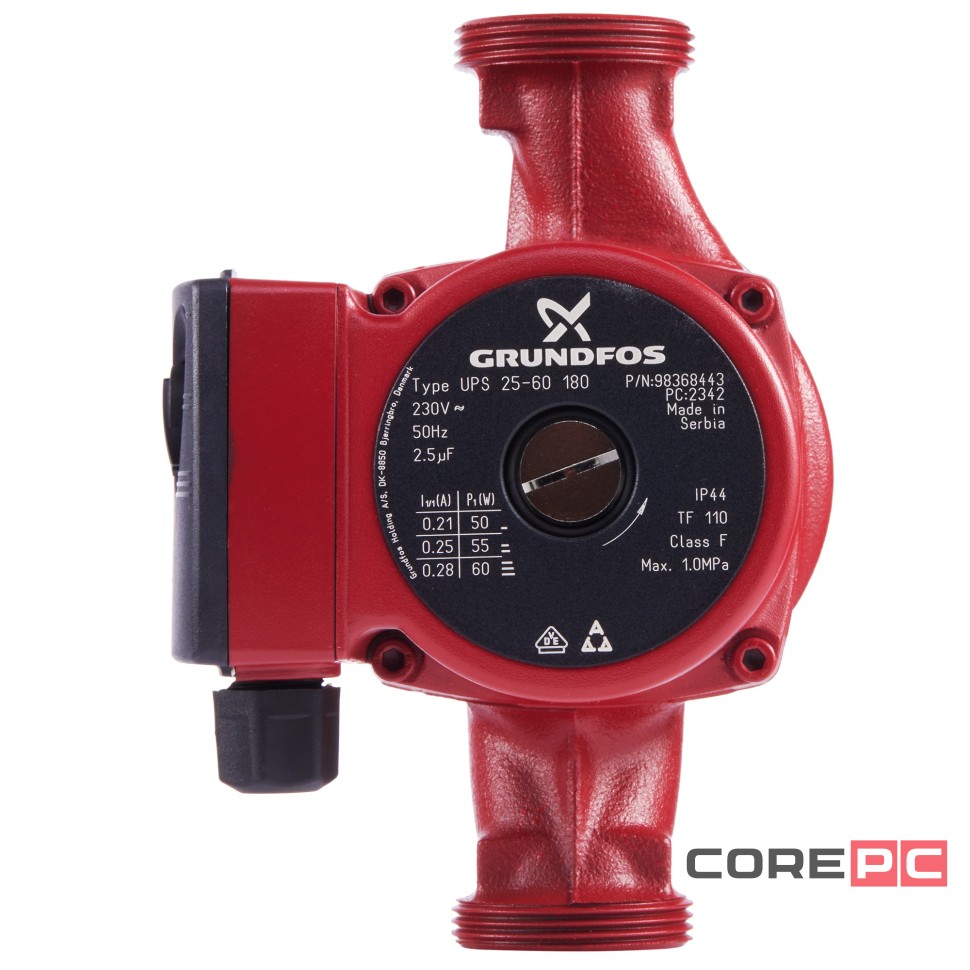 Насос циркуляционный GRUNDFOS UPS 25-60 EU, с гайками