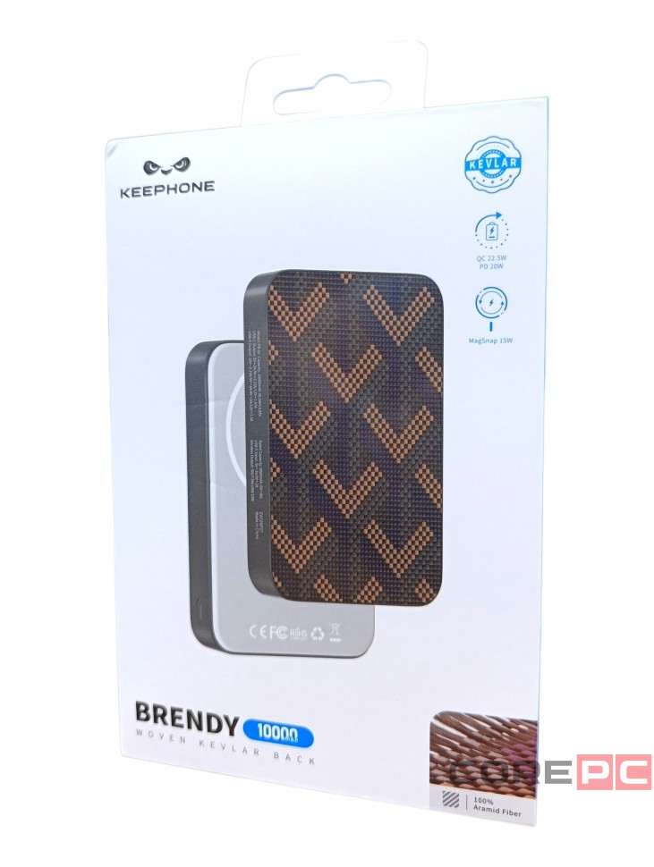 Powerbank магнитный с MagSafe Keephone Brendy 10000mAh коричневый с узором