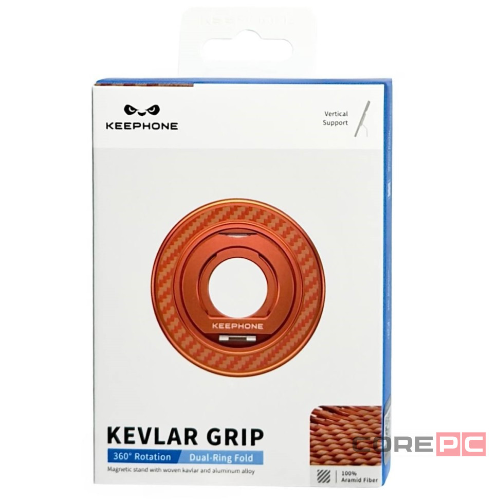 Магнитное кольцо Keephone Kevlar Grip оранжевое