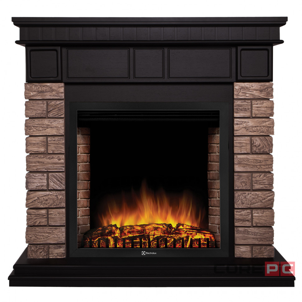 Портал Firelight Bricks Wood Classic камень темный, шпон венге