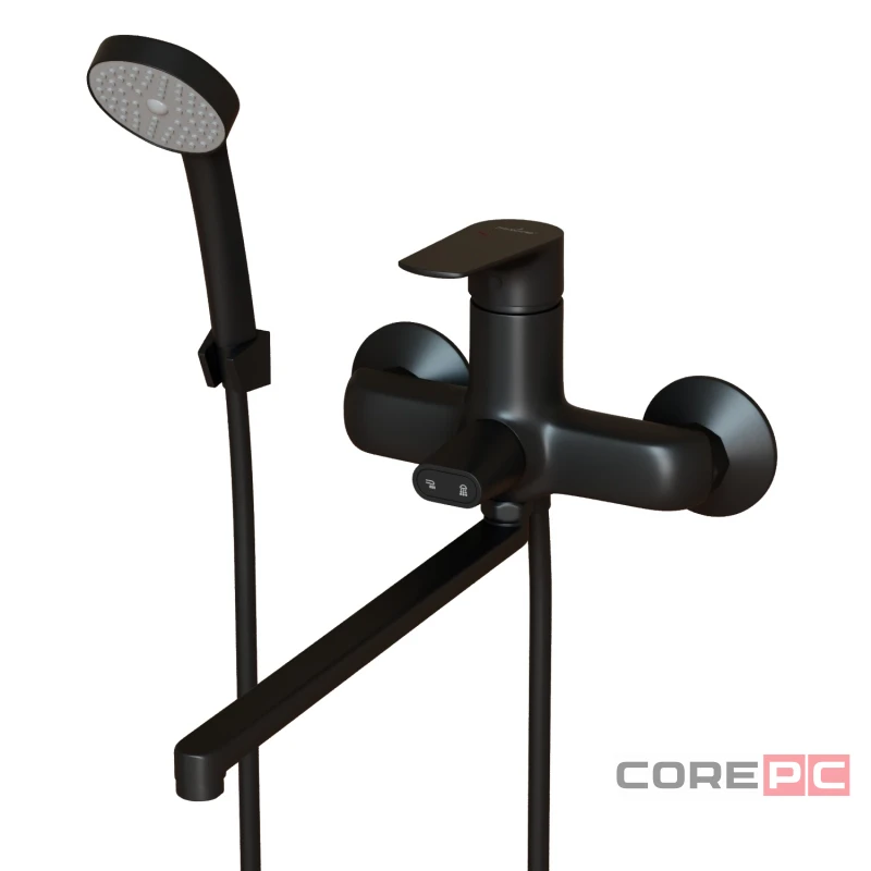 Смеситель для ванны и раковины MIXLINE МЛ14-02 ЧЕРНЫЙ, рычажное управление, цвет черный