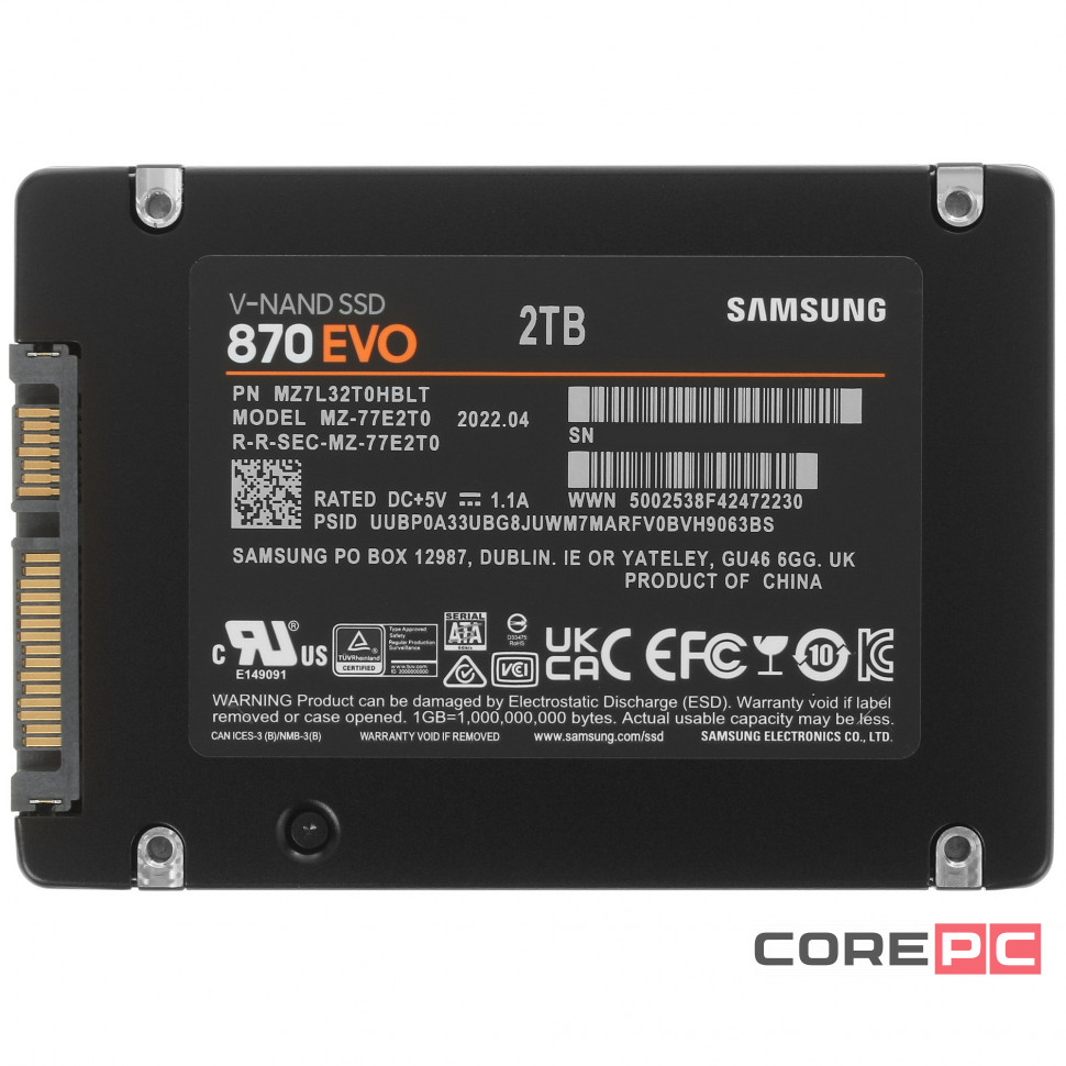 Твердотельный накопитель Samsung 2000 Gb 870 EVO (MZ-77E2T0BW)