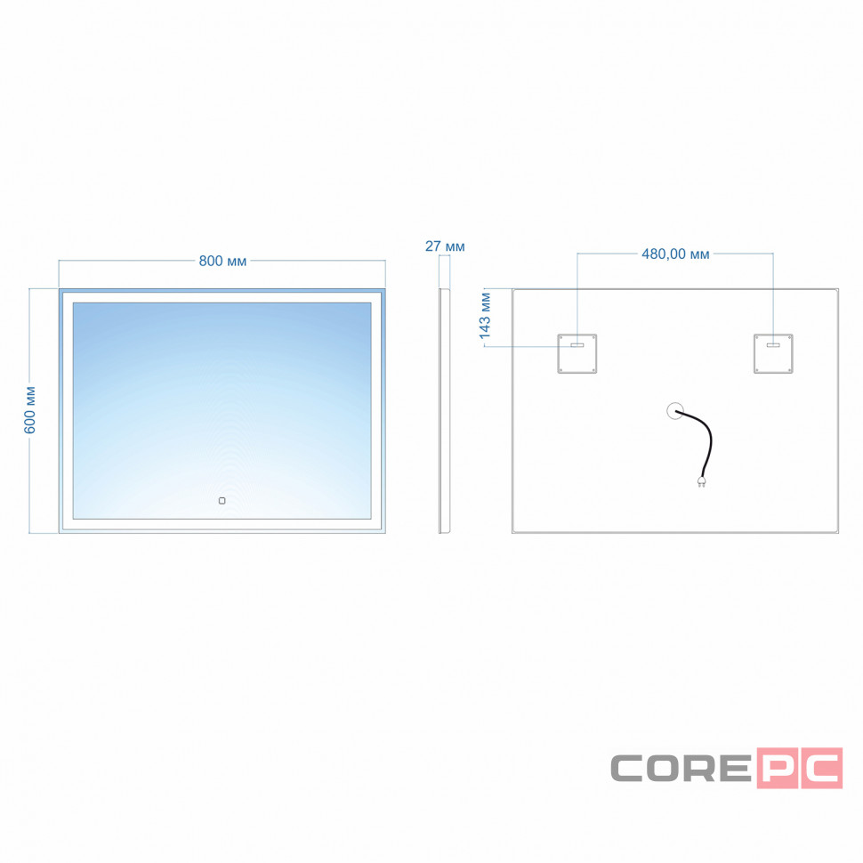 Зеркало MIXLINE Ливия 800х600 (ШВ) сенсорный выключатель, светодиодная подсветка
