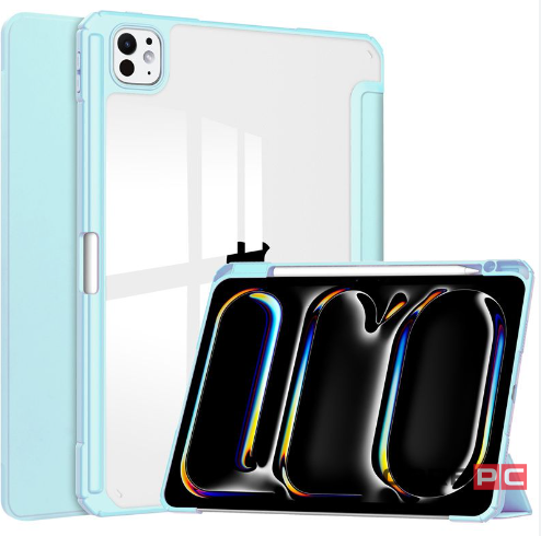 Чехол-книжка Mosbros для Apple iPad Pro 13 (2024) (полиуретан с подставкой/отсек для стилуса) (голубой)