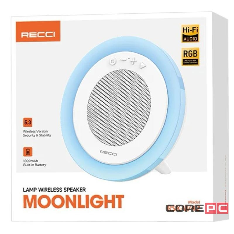 Bluetooth колонка с RGB подсветкой Recci Moonlight RSK-W42 белая