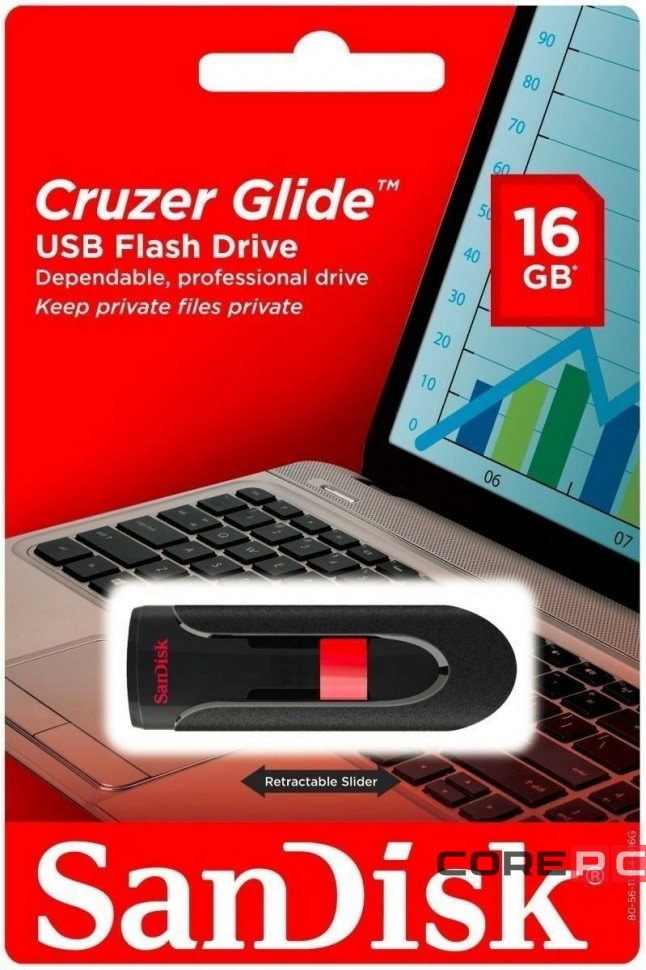 3.0 USB флеш накопитель SanDisk 16GB CZ600 Cruzer Glide (SDCZ600-016G-G35) черный