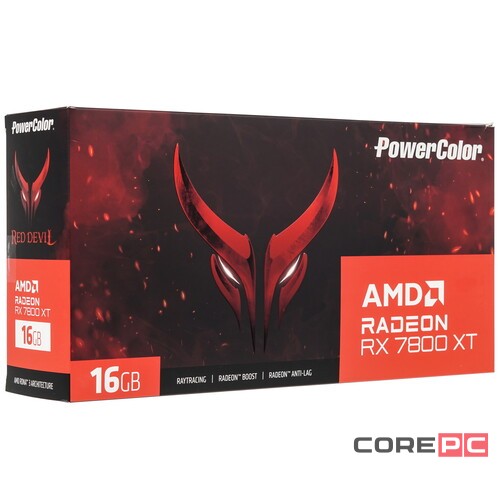Видеокарта PowerColor (RX7800XT 16G-E/OC) Radeon RX 7800 XT 16GB Red Devil