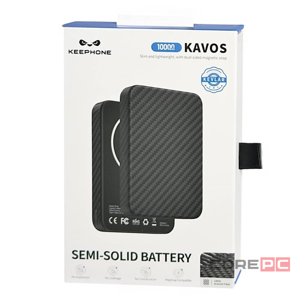 Powerbank магнитный с MagSafe Keephone Kavos Semi-Solid Battery 10000mAh (Diago) чёрный
