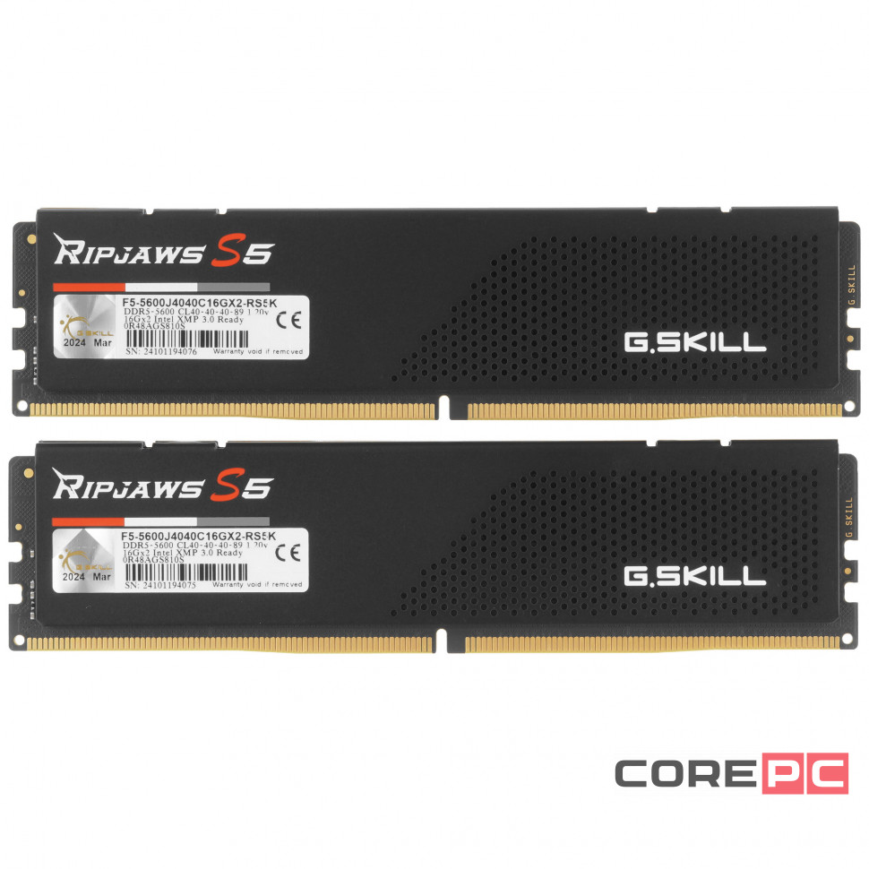 Оперативная память 32 Gb 5600 MHz G.Skill RIPJAWS S5 Black (F5-5600J4040C16GX2-RS5K)