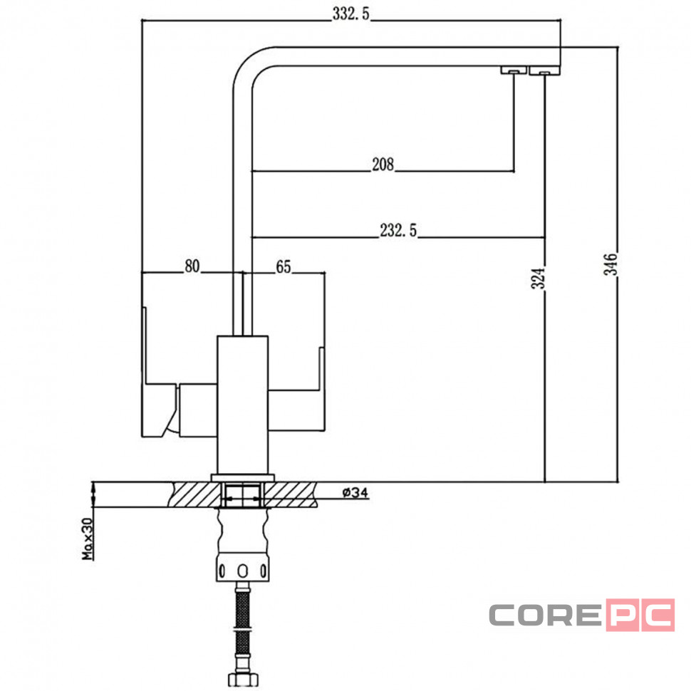 Смеситель для кухни Haiba HB76803-7, рычажное управление, цвет черный