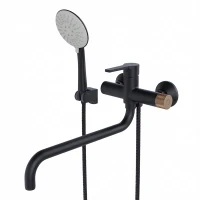 Смеситель для ванны и раковины MIXLINE МЛ23-02/ML23-02, рычажное управление, цвет черный/бронза
