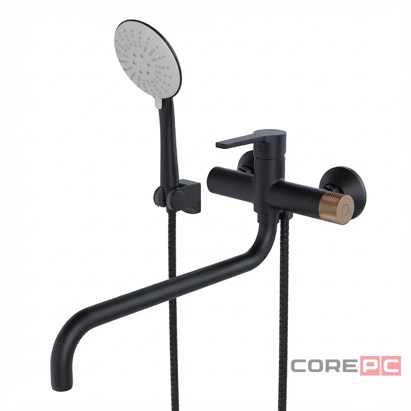 Смеситель для ванны и раковины MIXLINE МЛ23-02/ML23-02, рычажное управление, цвет черный/бронза