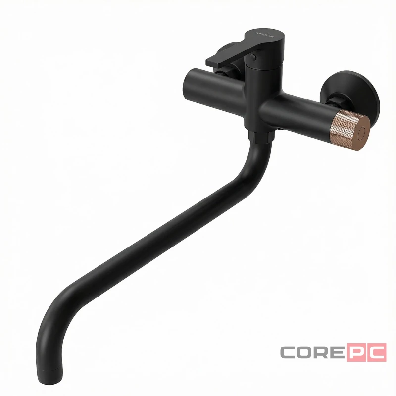 Смеситель для ванны и раковины MIXLINE МЛ23-02/ML23-02, рычажное управление, цвет черный/бронза