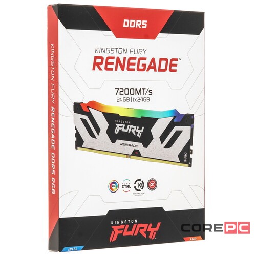 Оперативная память 24 Gb 7200 MHz Kingston FURY Renegade RGB XMP Silver/Black (KF572C38RSA-24)