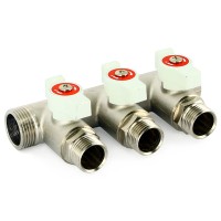 Коллектор Uni-Fitt НВ 3/4quot;х2 вых 1/2quot; 40 мм с кранами, никелированный