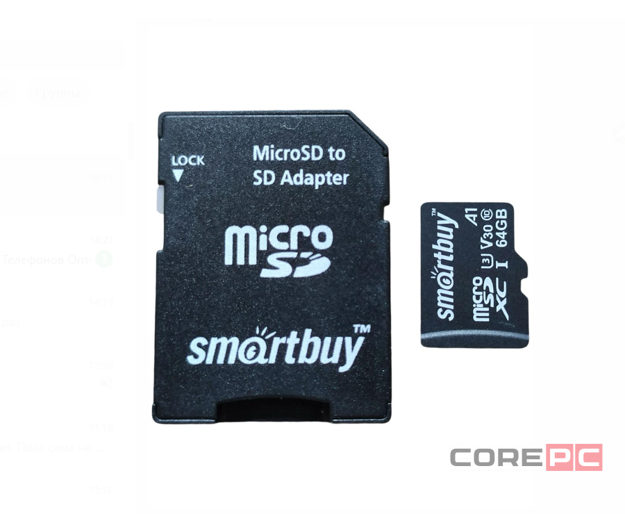 micro SDXC карта памяти Smartbuy 64GB U3 V30 A1 Advanced R/W up to 90/55 с адапт (SB64GBSDU1A-AD)