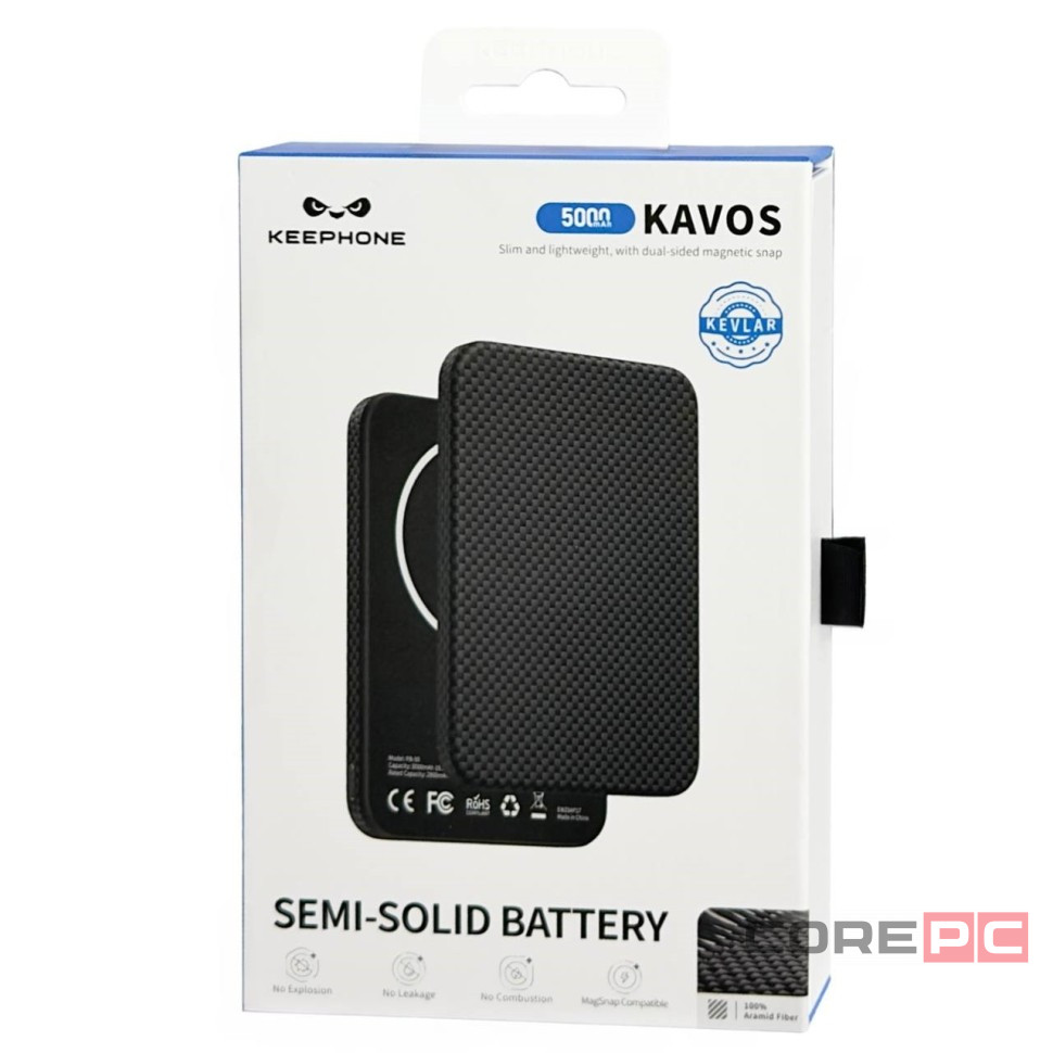 Powerbank магнитный с MagSafe Keephone Kavos Semi-Solid Battery 5000mAh (Norra) чёрный