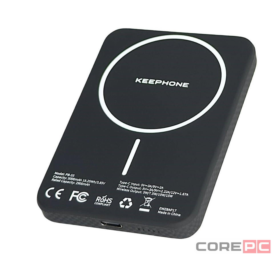Powerbank магнитный с MagSafe Keephone Kavos Semi-Solid Battery 5000mAh (Norra) чёрный