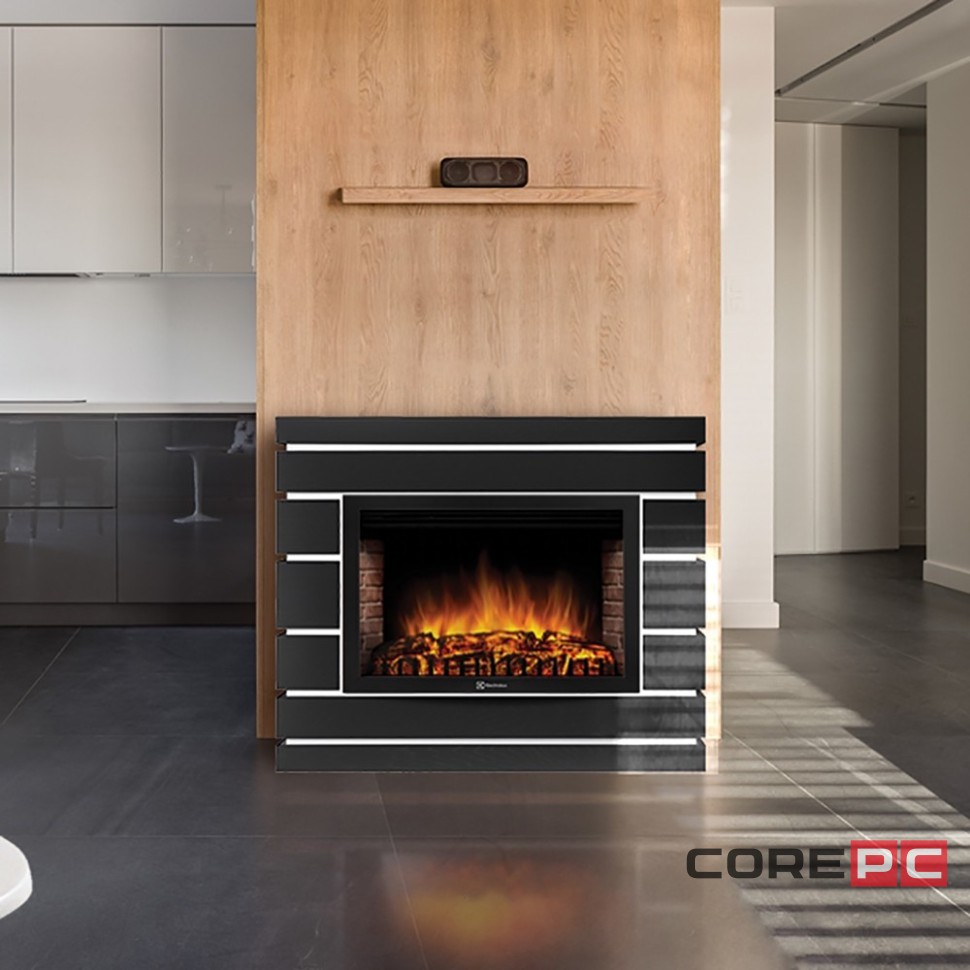 Каминокомплект: Очаг Electrolux EFP/P-2520LS N, портал Moderno 25 шпон черный дуб