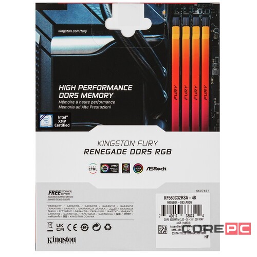 Оперативная память 48 Gb 6000 MHz Kingston FURY Renegade RGB Silver/Black (KF560C32RSA-48)