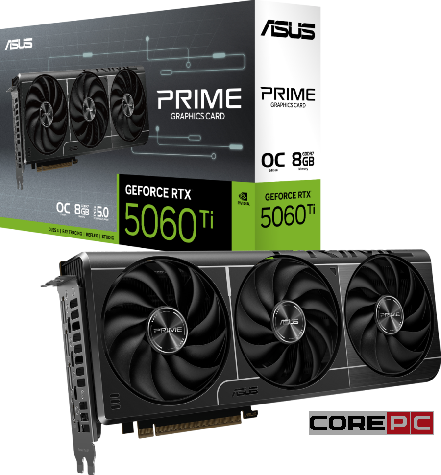 Видеокарта ASUS (PRIME-RTX5060TI-O8G) GeForce RTX 5060 Ti 8GB PRIME OC (90YV0MP0-M0NA00)
