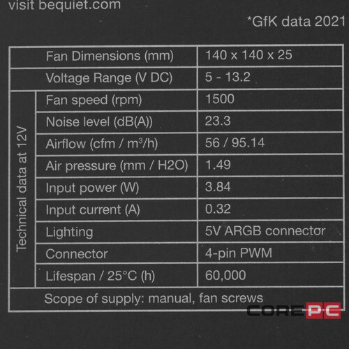 Корпусной вентилятор Be Quiet! LIGHT WINGS 140mm BL074