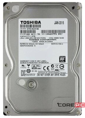 Жесткий диск Toshiba 1000 Gb DT01ACA100