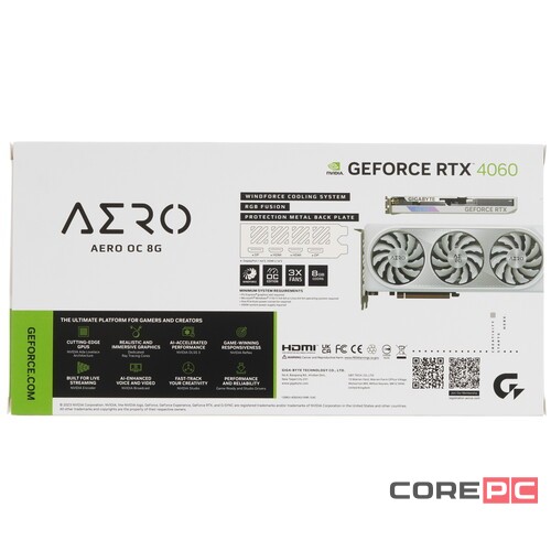 Видеокарта Gigabyte (GV-N4060AERO OC-8GD) GeForce RTX 4060 8GB AERO OC