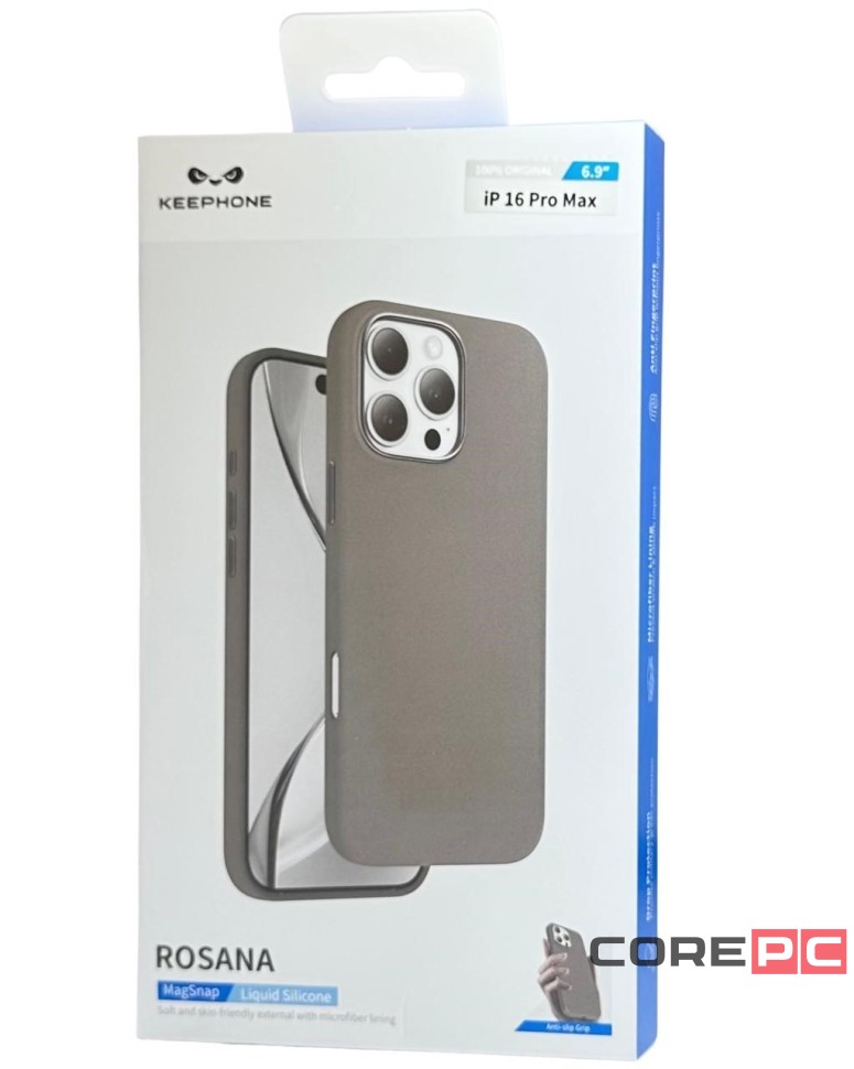 Накладка для i-Phone 16 Pro Max Keephone Rosana MagSnap серый