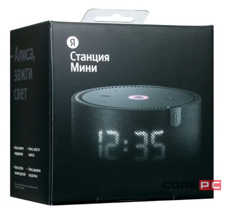 Умная колонка Яндекс Станция Мини Плюс с часами черная
