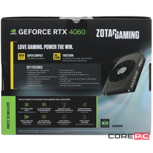 Видеокарта ZOTAC (ZT-D40600G-10L) GeForce RTX 4060 8GB SOLO