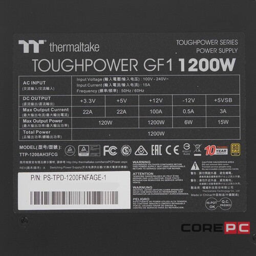 Блок питания Thermaltake 1200W TOUGHPOWER GF1 1200 PS-TPD-1200FNFAGE-1