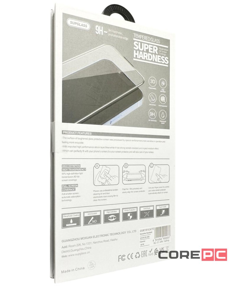 Защитное стекло для i-Phone 16 Pro 6.3" Supglass XC-11 3D чёрное