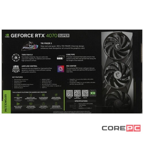 Видеокарта MSI (RTX 4070 SUPER 12G GAMING SLIM) GeForce RTX 4070 SUPER 12GB GAMING SLIM