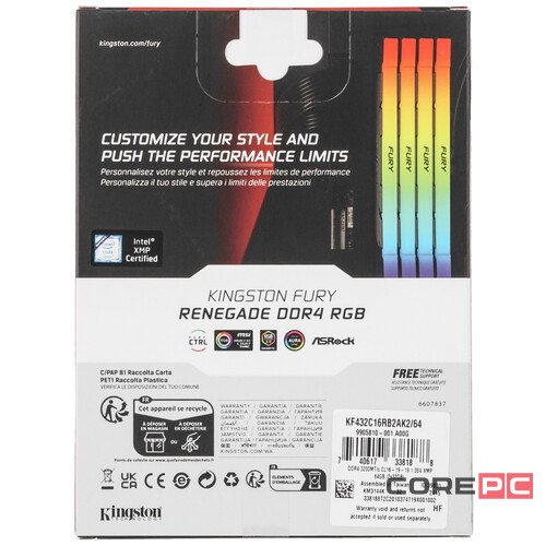 Оперативная память 64 Gb 3200 MHz Kingston FURY Renegade RGB XMP Black (KF432C16RB2AK2/64)