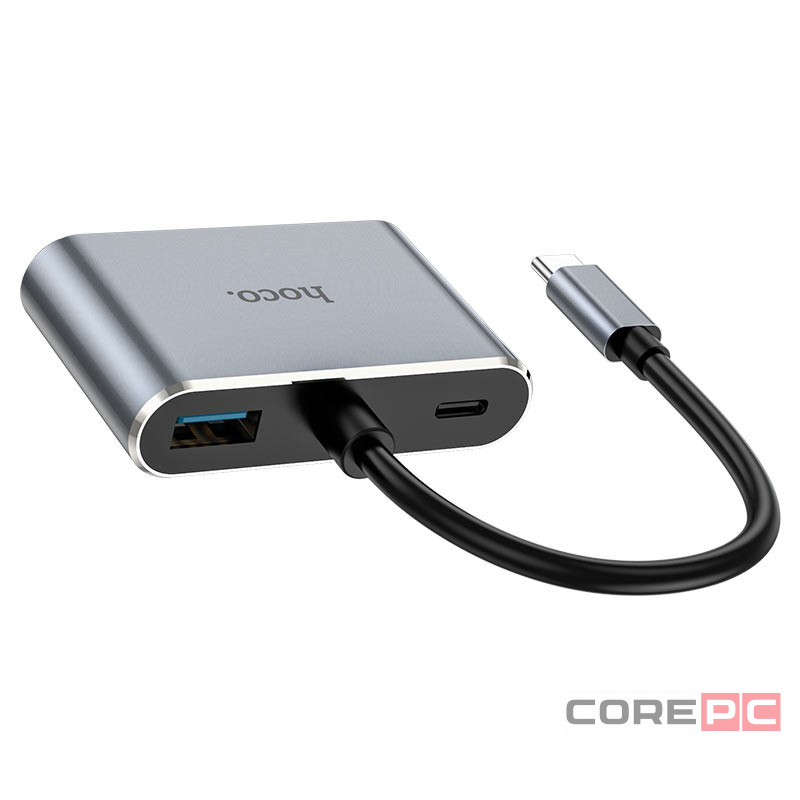 Кабель-переходник Hoco HB30 Type-C на HDMI/USB3.0/VGA/USB-C серый