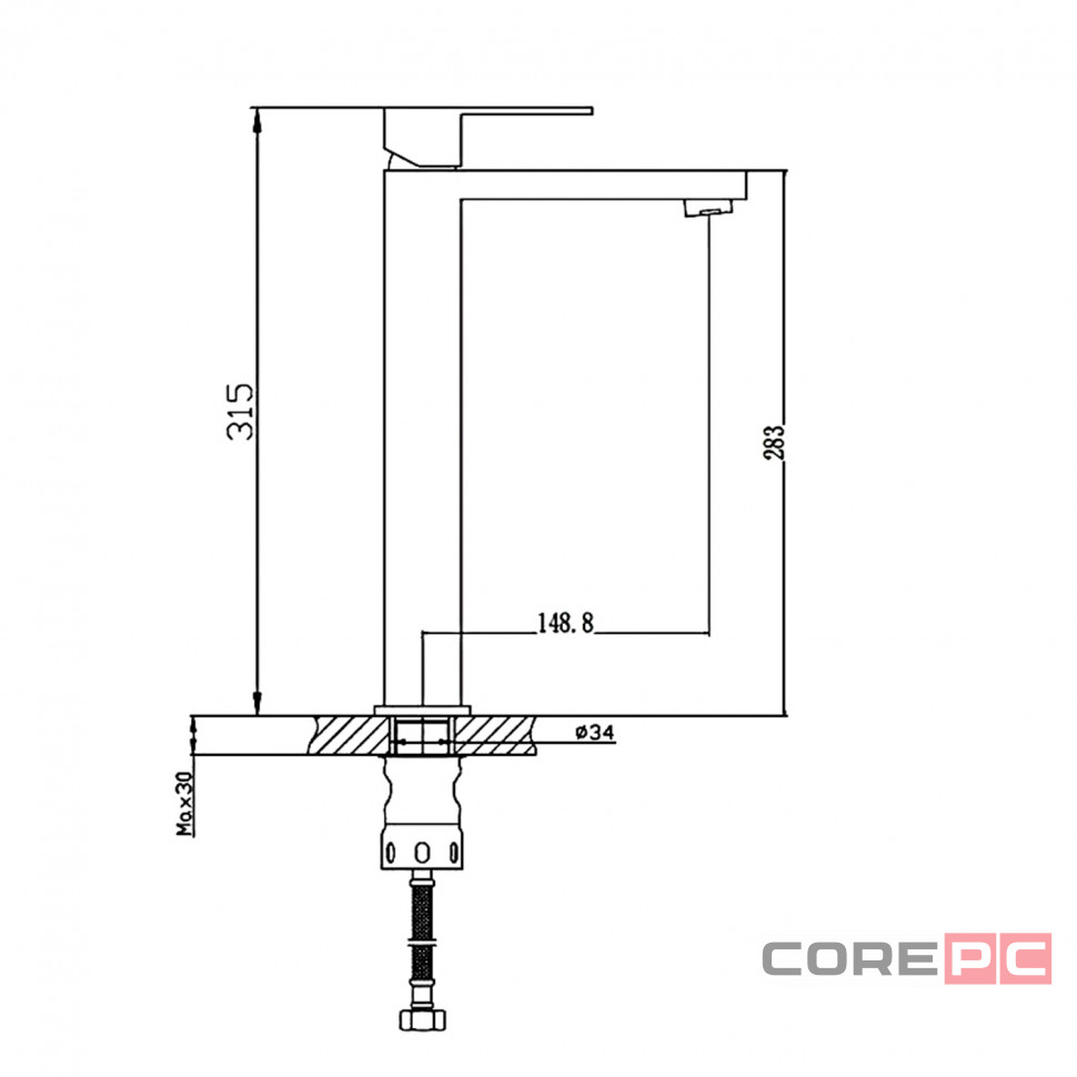 Смеситель для раковины Haiba HB11803-7, рычажное управление, цвет черный