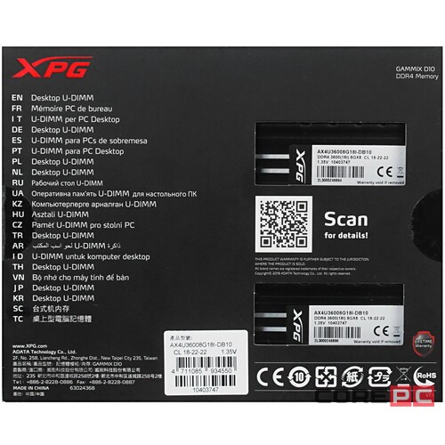 Оперативная память 16 Gb 3600 MHz ADATA XPG KIT2 (AX4U36008G18I-DB10)