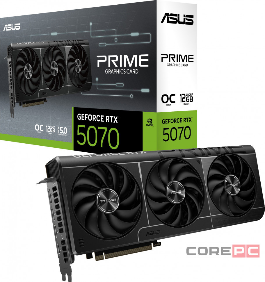 Видеокарта ASUS (PRIME-RTX5070-O12G) GeForce RTX 5070 12GB PRIME OC 90YV0M10-M0NA00