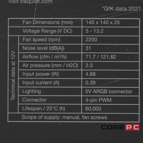 Корпусной вентилятор Be Quiet! LIGHT WINGS 140mm PWM BL075