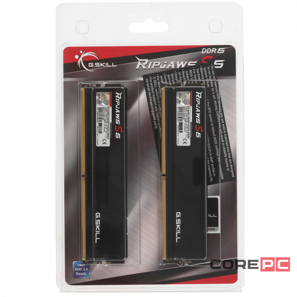 Оперативная память 32 Gb 6400 MHz G.Skill RIPJAWS S5 Black (F5-6400J3648F16GX2-RS5K)