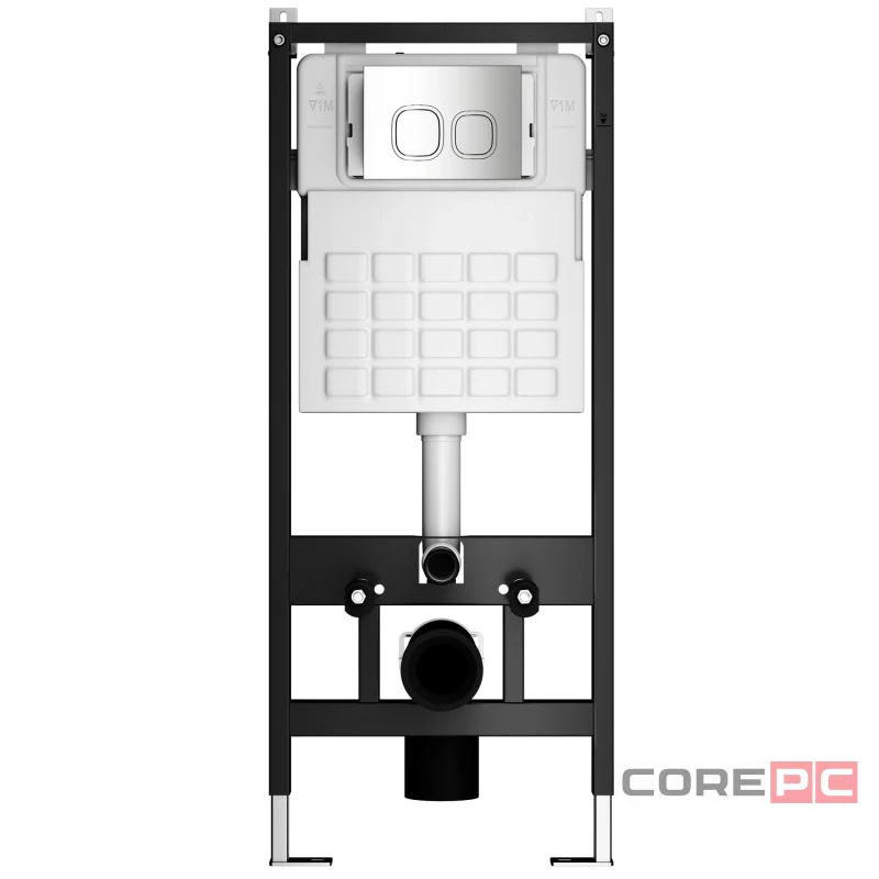 Система инсталляции WAVE В-500/002П+А3/W-500/002Pn+A3, квадратная кнопка A3 хром, ПНЕВМАТИКА, 500 мм