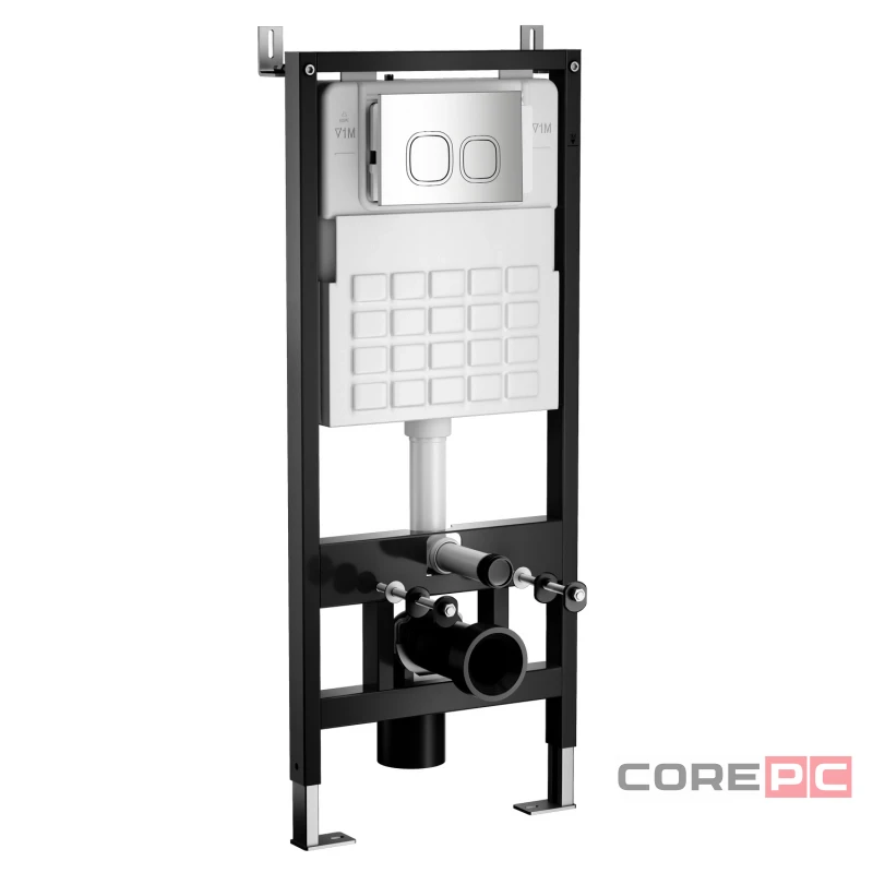 Система инсталляции WAVE В-500/002П+А3/W-500/002Pn+A3, квадратная кнопка A3 хром, ПНЕВМАТИКА, 500 мм