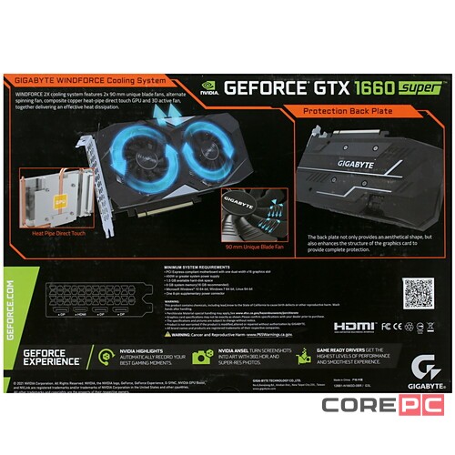 Видеокарта Gigabyte (GV-N166SD6-6GD) GeForce GTX 1660 SUPER D6 6GB