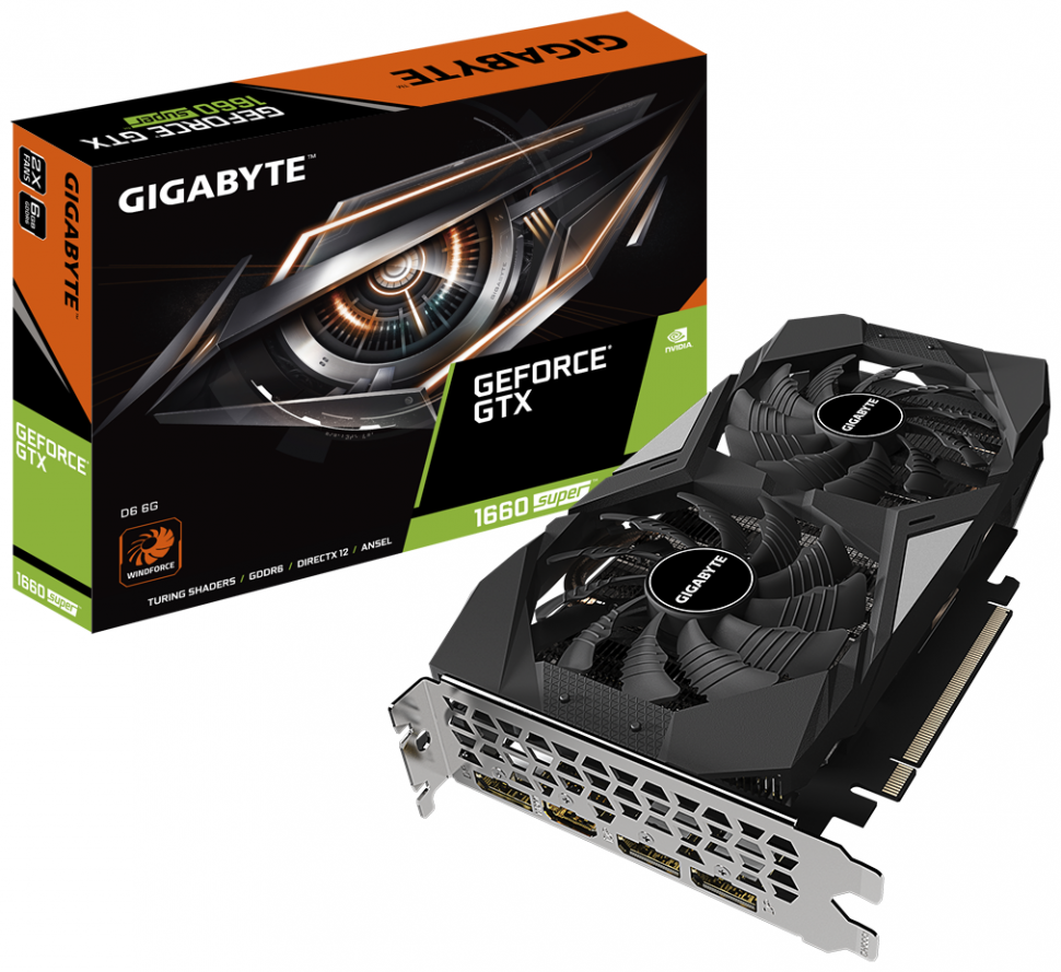 Видеокарта Gigabyte (GV-N166SD6-6GD) GeForce GTX 1660 SUPER D6 6GB