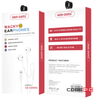 Проводные наушники Type-C Ven-Dens EAR006 белые
