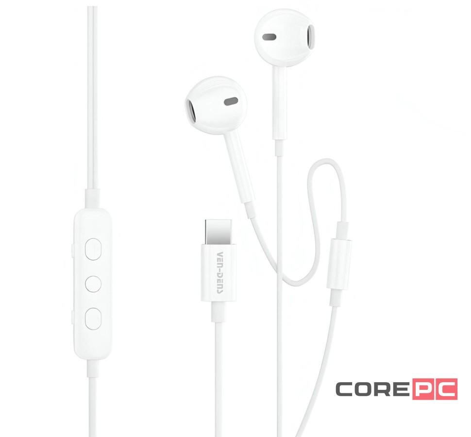 Проводные наушники Type-C Ven-Dens EAR006 белые